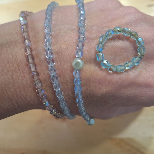 Vintage jewelry set used with necklace, bracelets and ring