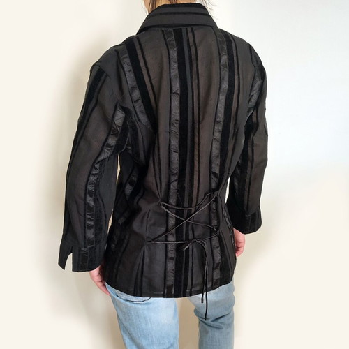 Glam-rock goth shirt tie-back, like new, size S/M