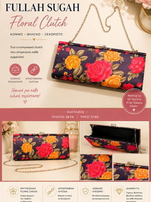 Fullah Sugah floral clutch with chain, like new