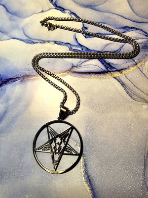 Stainless steel necklace new with star pentagram pendant silver