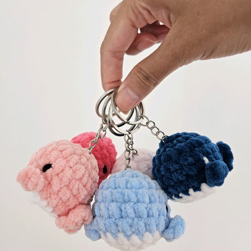Handmade crochet whale keychain new