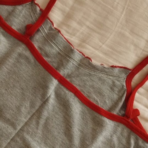 Summer pajama top used, size S, gray and red
