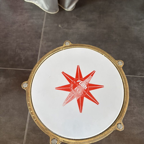 Dumbek drum with handmade black, silver and copper decoration