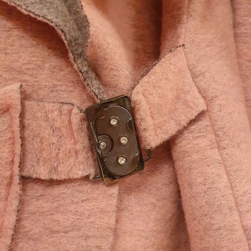 Woolen women's coat used, pink and gray