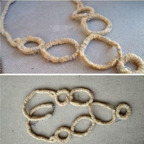 Ethnic fabric necklace pastel yellow made to order