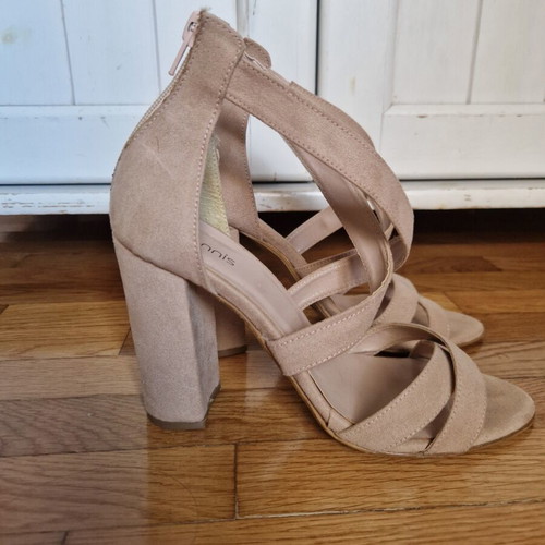 Sarigiannis Beige Suede Sandals Size 37 Like New