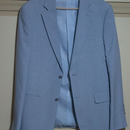 Suit gray and light blue like new, pants size 46 jacket 52