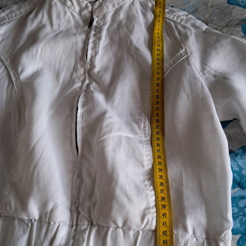 Crop jacket Stradivarius NoM linen type with 3/4 sleeve like new, white