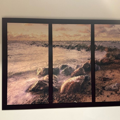 Triptych painting with sea theme like new 140x90
