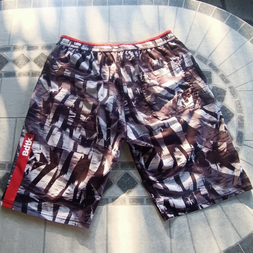 BodyTalk men's swim shorts used, size Large, black and red