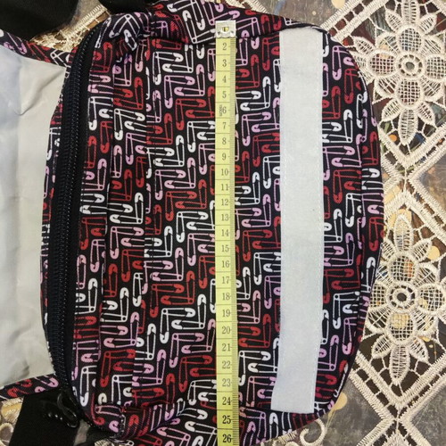 Polo vintage fabric crossbody bag with safety pin pattern