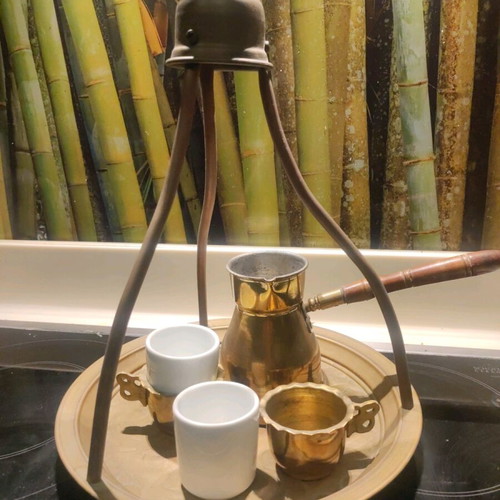 Bronze Greek Coffee Serving Set like new, 9 pieces