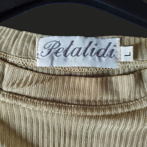 Sleeveless blouse like new, beige-gold ribbed rayon, size L
