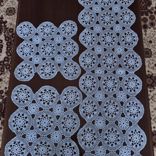Set of 3 handmade light blue crochet doilies new