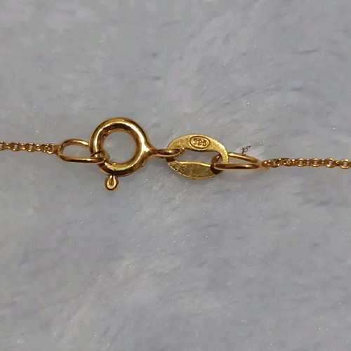 Silver Necklace 925 Yellow Gold Plated with Red Enamel and Crown New