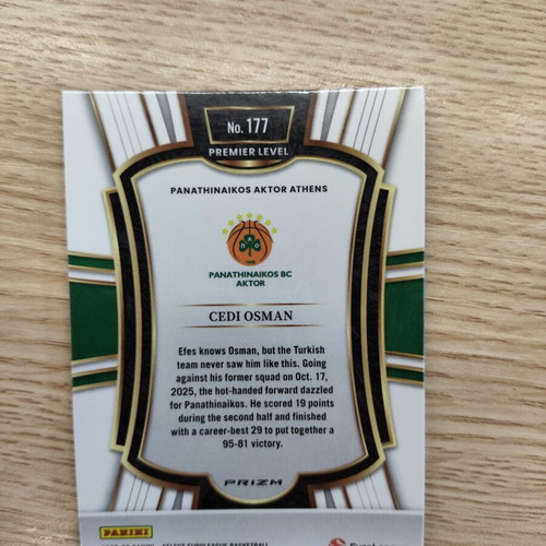 Panini Select Euroleague Osman Premier Level White Sparkle Card new