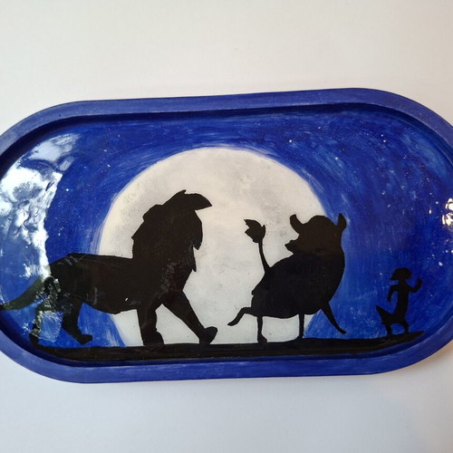 Handmade plaster tray painted with acrylics and UV resin finish