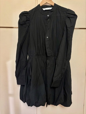 Zara Zw Collection κοντό φόρεμα balloon μαύρο καινούργιο, βαμβακερό