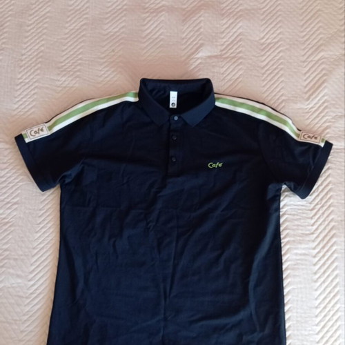 Black men's short-sleeve shirt new with white and green stripes
