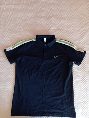 Black men's short-sleeve shirt new with white and green stripes
