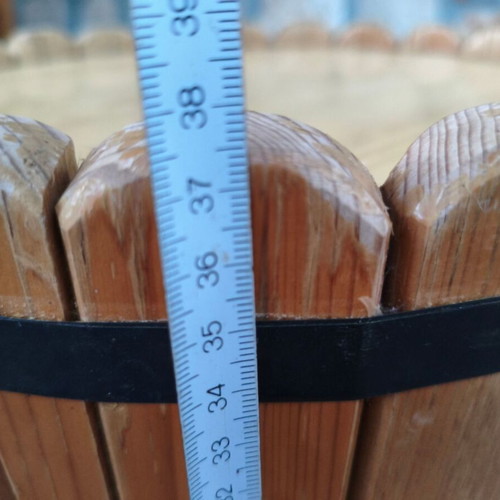 Set of 2 handmade wooden stools and side tables rustic barrel style used