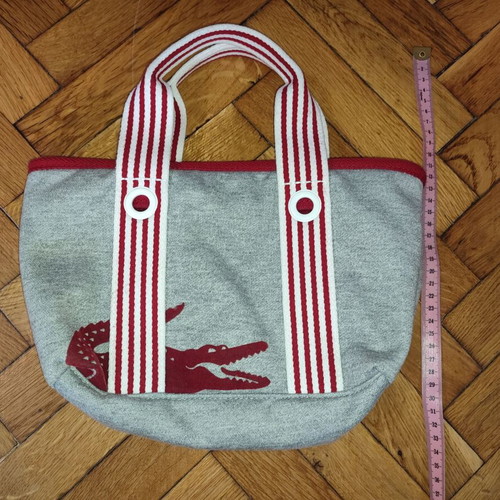 Lacoste handbag used, grey and red