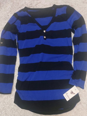 Women's long blouse new, black and blue, size S