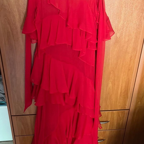 sachin and babi light blue dress The FIX Women's Red Chiffon Ruffle Maxi Dress