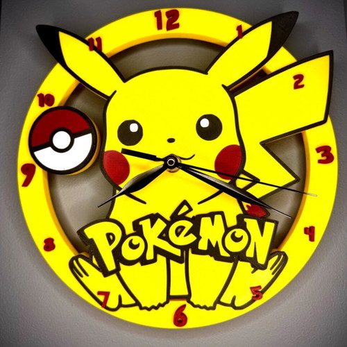 Pikachu Pokemon wall clock like new, analog 23x23 cm