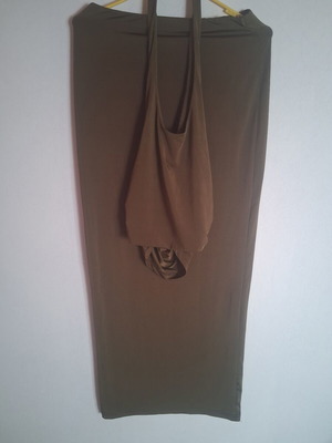 Maxi pencil skirt and crop top set khaki, like new, Shein