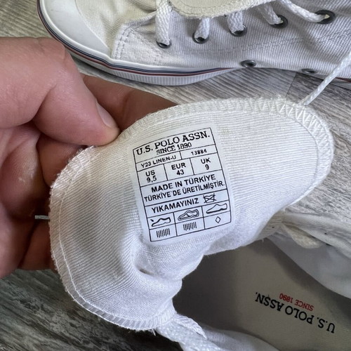 U.S. Polo Assn. high top sneakers white canvas used, men's size 9.5