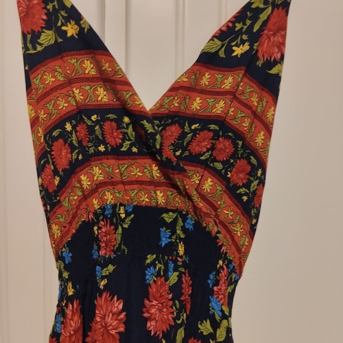 Summer dress used, large, long with cross back and elastic under bust