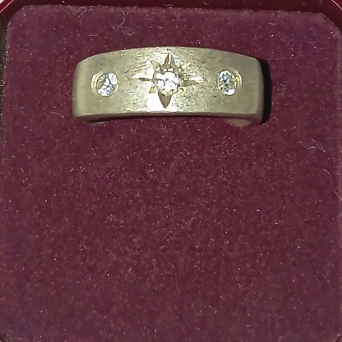 Silver 925 ring with zircon and sandblasting, new, size 53