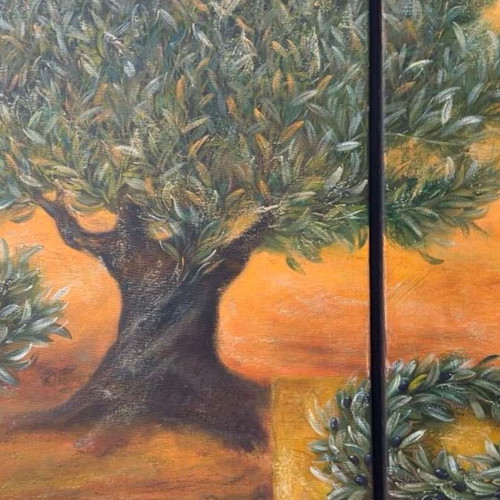 Oil Painting Triptych The Olive Cycle like new