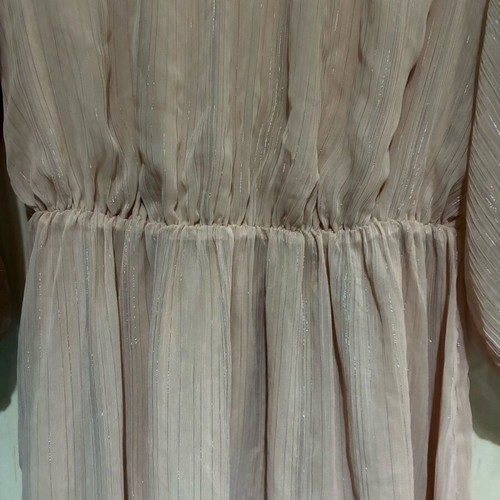 Blouse with unique cut new in pink nude with silver shine