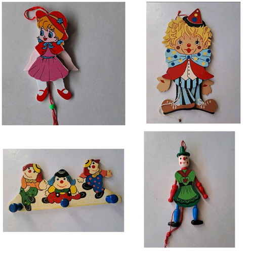 Wooden baby room decorations used, marionettes and hanger