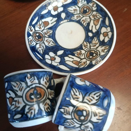 Handmade vintage coffee set Lindos Rhodes like new