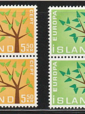 Iceland 1962 Europa CEPT set MNH in block of four new