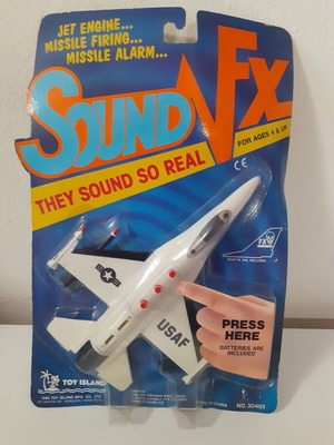 Sound FX Toy Island 1989 παιχνίδι μαχητικό αεροσκάφος, ΚΛΕΙΣΤΗ ΚΑΡΤΕΛΑ