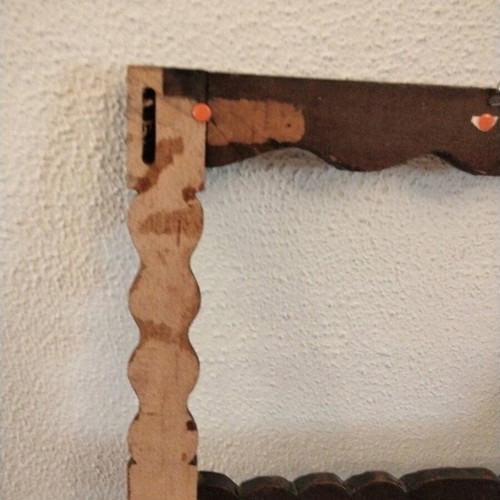 Vintage wooden carved frame used, handmade schastis heirloom 45x32 cm