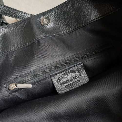 Italian large handbag new, genuine leather, black 40×25cm
