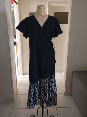 Mat γυναικείο κρουαζέ φόρεμα σαν καινούργιο, one size, μαύρο και άσπρο