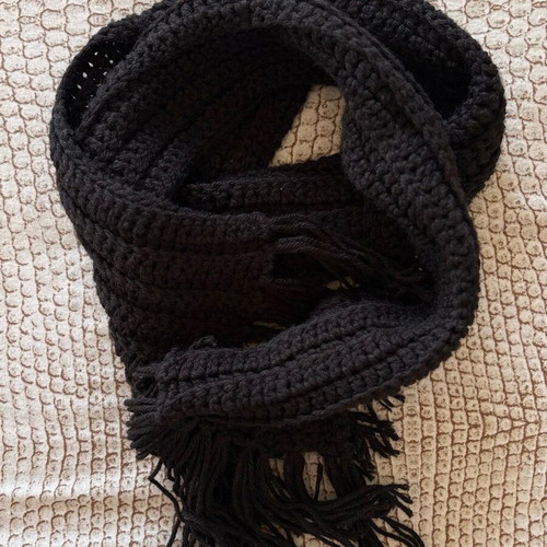 Wool scarf black women's new
