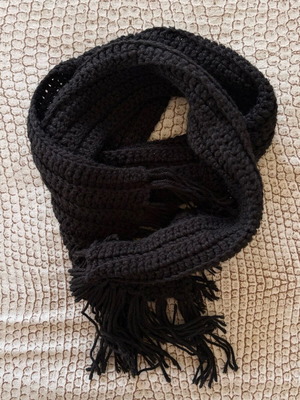 Wool scarf black women's new