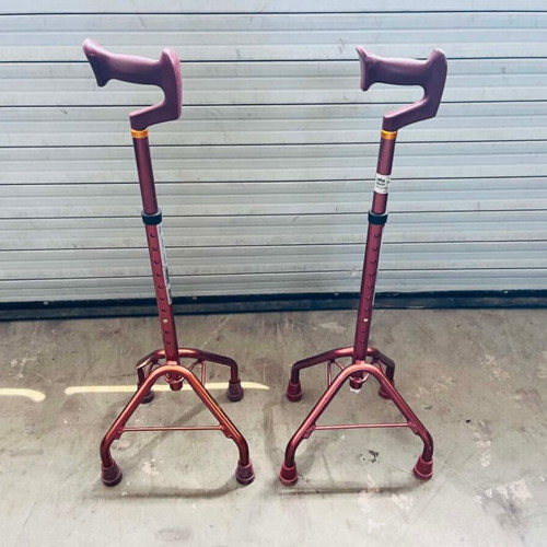 Pair of Quad Walking Canes used, adjustable bronze color