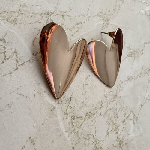Gold Heart Earrings like new, statement design