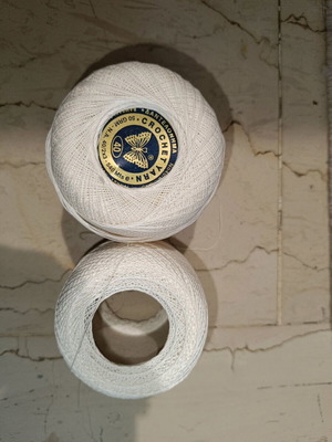 Crochet yarn butterfly white no.40 new, one and a half balls
