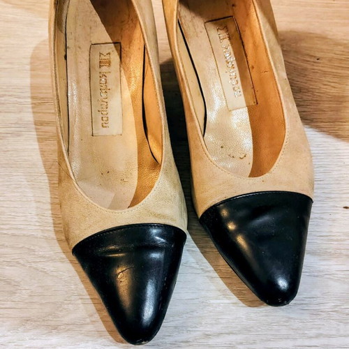 Kalogirou suede pumps used, genuine leather, size 36, black and beige