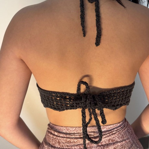 Handmade crochet top brown new, knitted with yarn