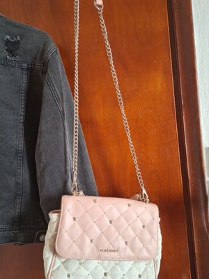 Rocco Barocco shoulder bag used, beige and pink, summer style